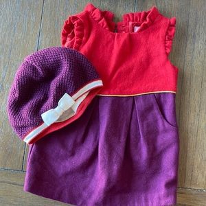 Janie and Jack - dress and matching hat - size 6-12 months